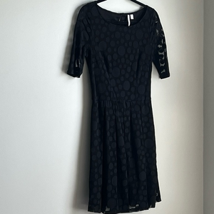 LC Lauren Conrad Black Polka Dot A- line Dress‎